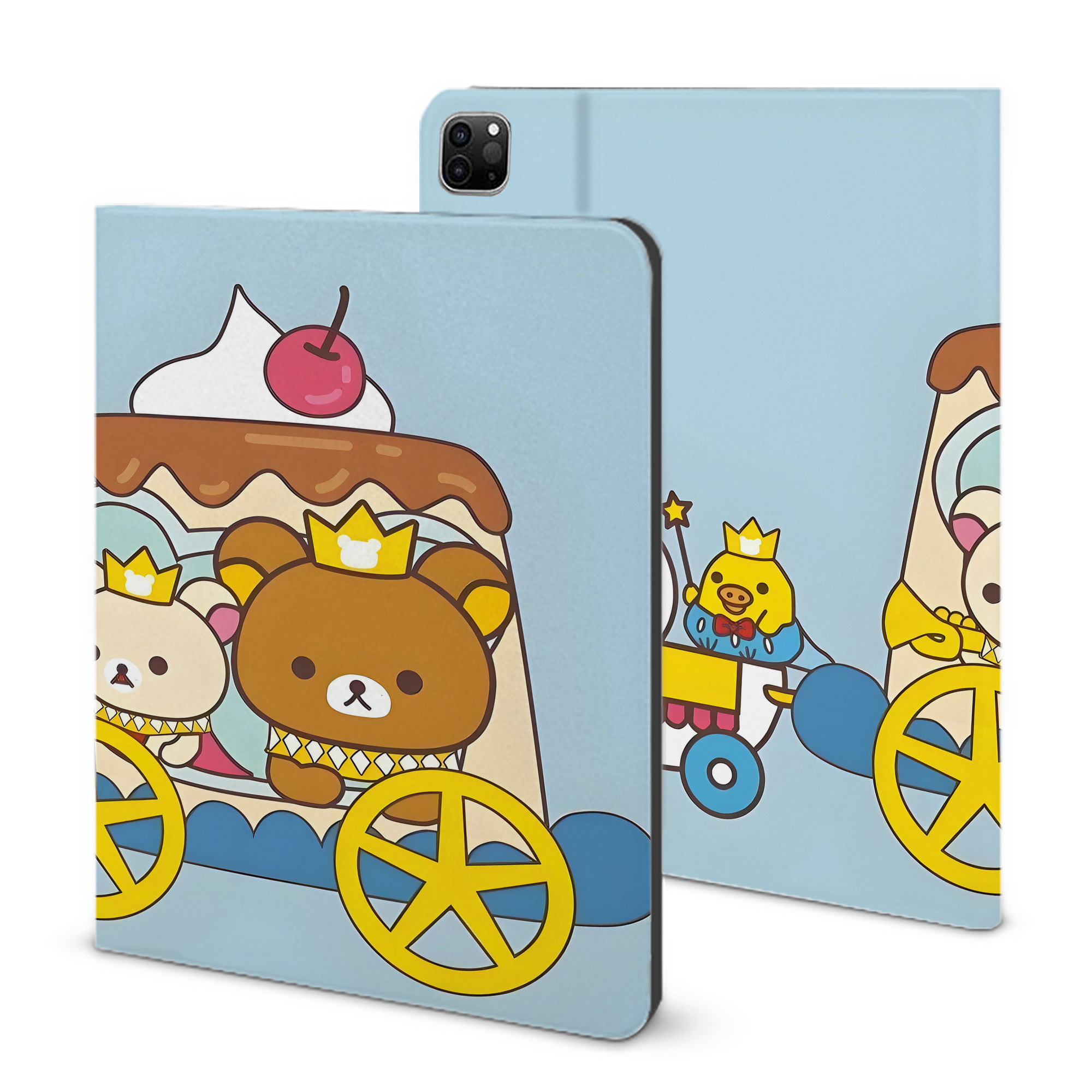（画像用） リラックマ リラックマ キイロイトリ Rilakkuma Korilakkuma Kiiroitori IPad ケース ブック型 PUレザー TPU 耐衝撃 軽量 薄型 ペン収納なし 全面保護 IPad 各モデル対応